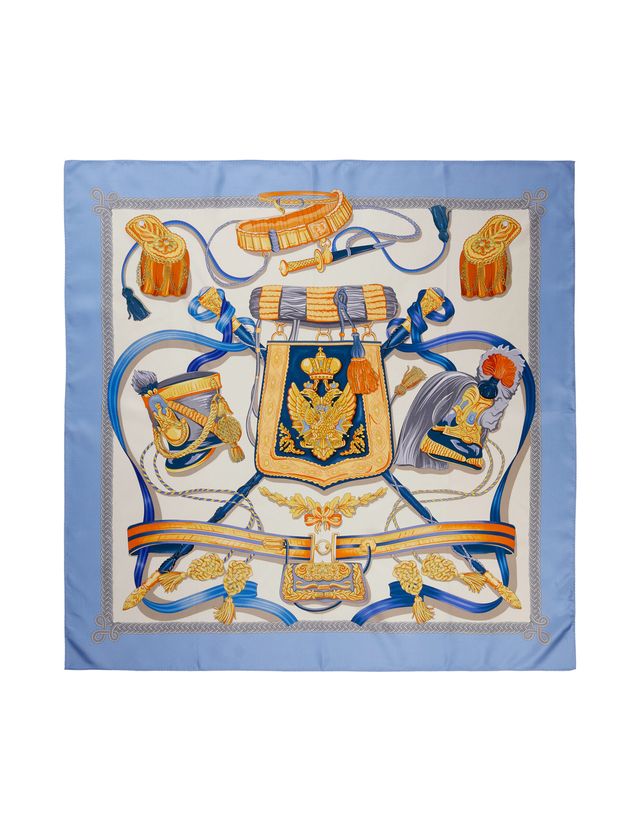 SILK SCARF - Blue Golden Small